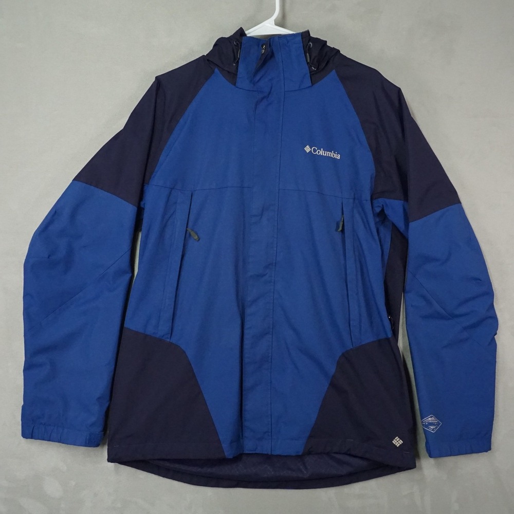 Columbia Jacket Mens M Blue Interchange Omni Tech Waterproof Hooded‎ Full Zip
